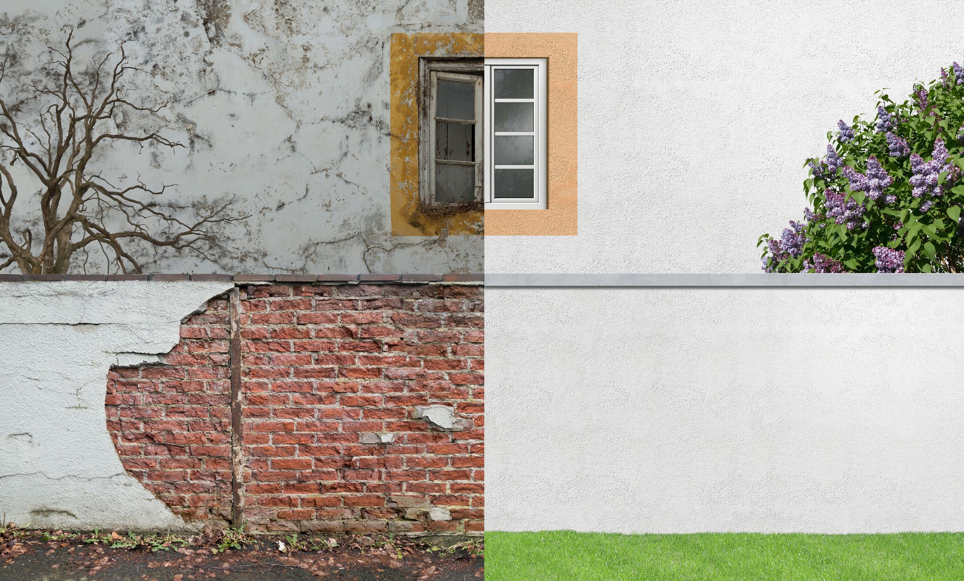 Comparaison d’une maison délabrée fraîchement rénovée